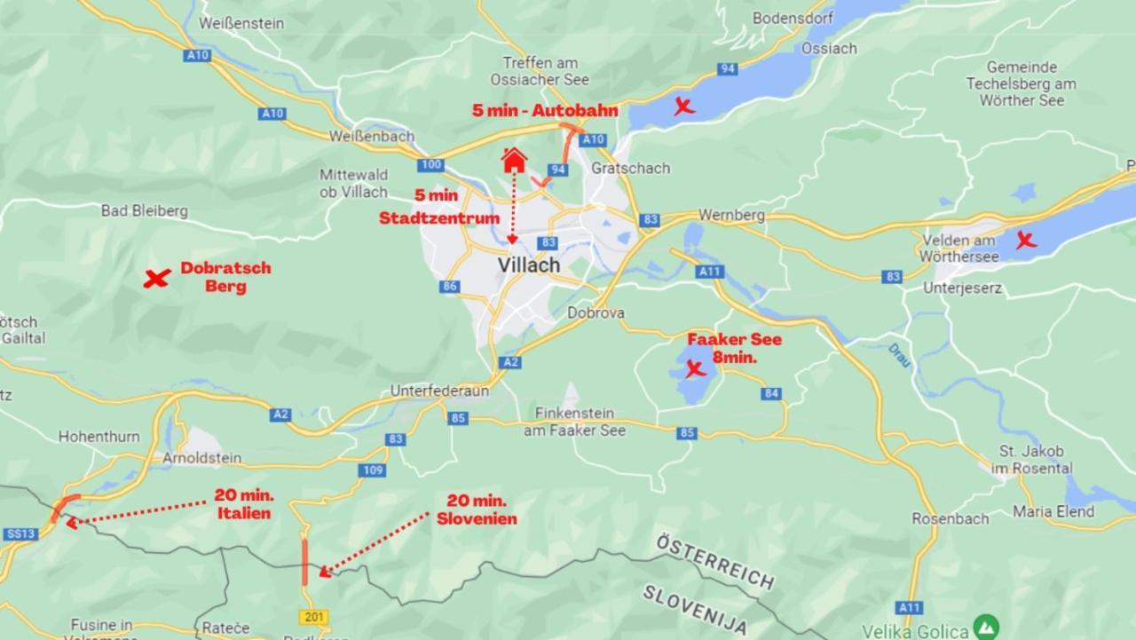 Panoramablick Exklusiv Apartment Villach Bagian luar foto
